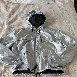H&M Silver Hooded women’s Rain Jacket Sz S